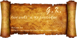 Gorzsás Krisztofer névjegykártya